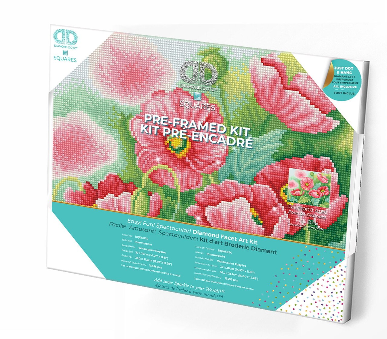 Diamond Dotz Kits - Watercolour Poppies - Pre-Framed Kit Diamond Painting Artwork Kit Diamond Painting Kits, Diamond Art Kits for Adults, Gem Art, Diamond Art, Diamond Dotz Kits